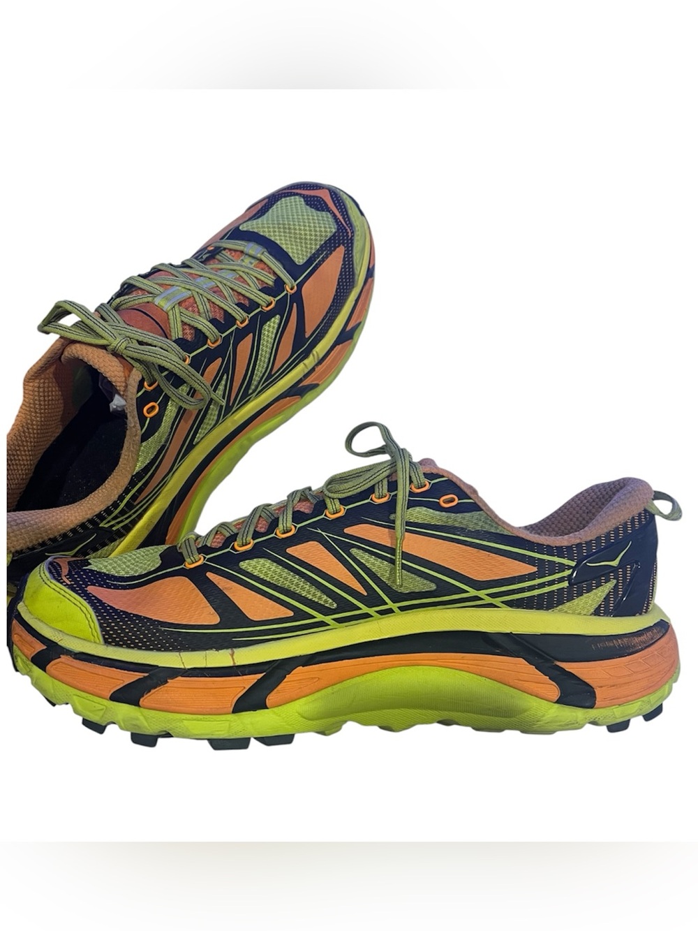 HOKA Mafate Speed 2 trail running shoes in the Electric Tangerine Citrus 11.5